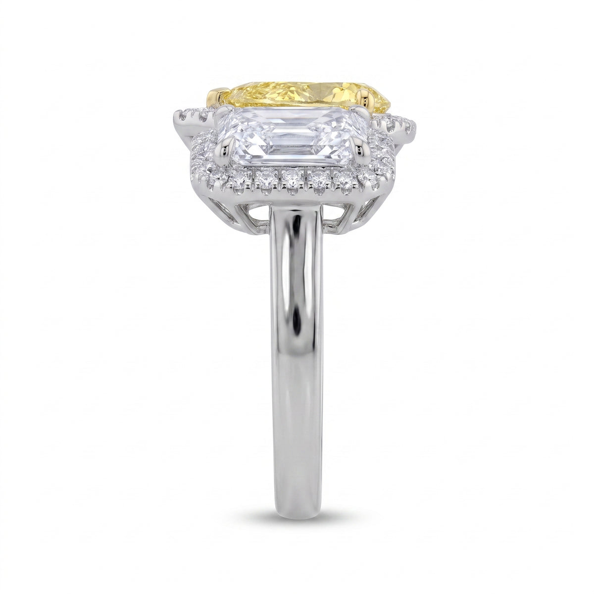 3Cttw Radiant Shaped Lab Grown Diamond (F/VVS) Toi et Moi Fashion Engagement Ring 14K Gold