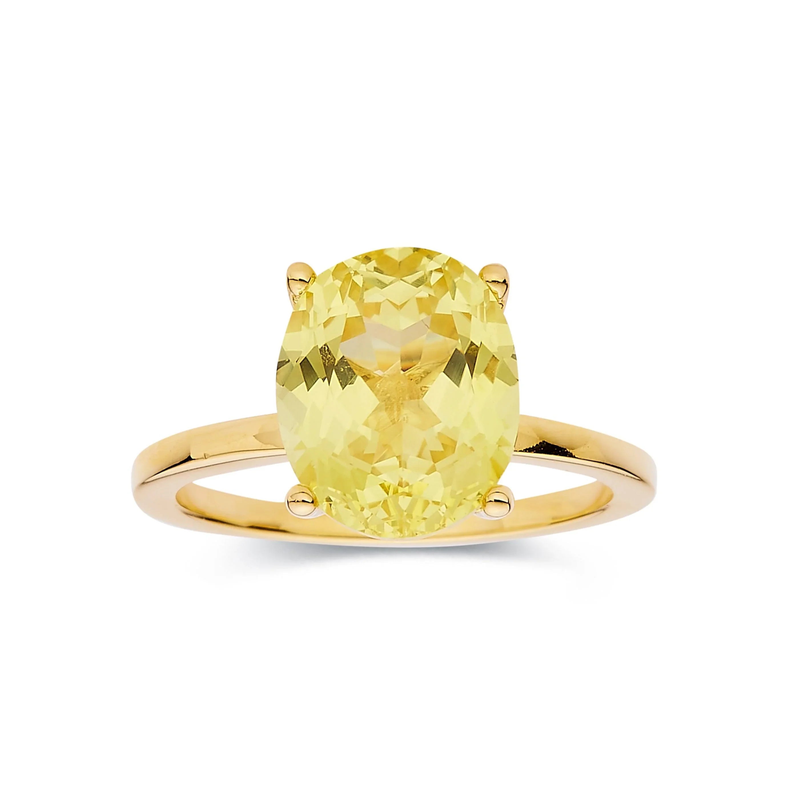 Yellow Sapphire Oval Solitaire Ring - Fine Diamond