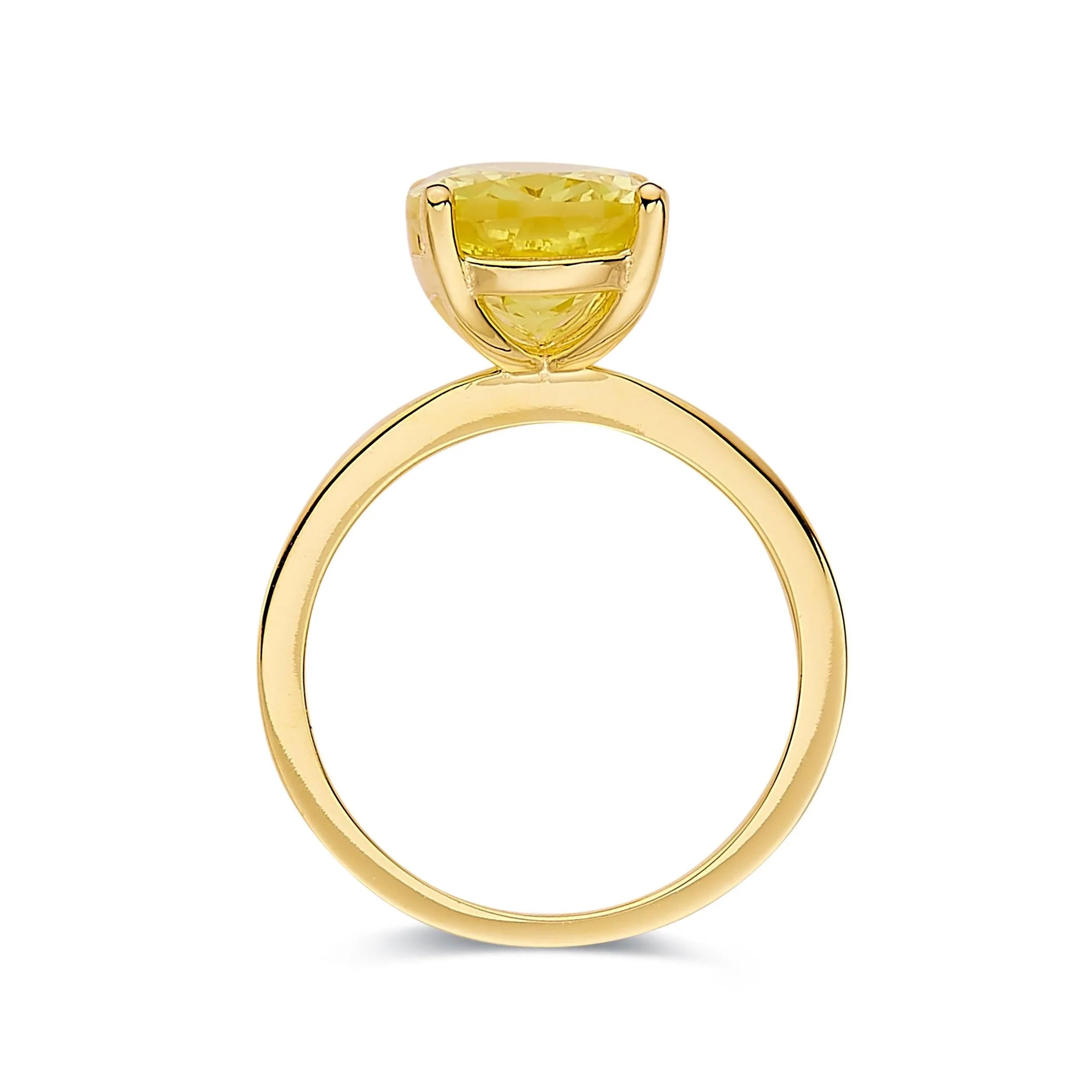 Yellow Sapphire Oval Solitaire Ring - Fine Diamond