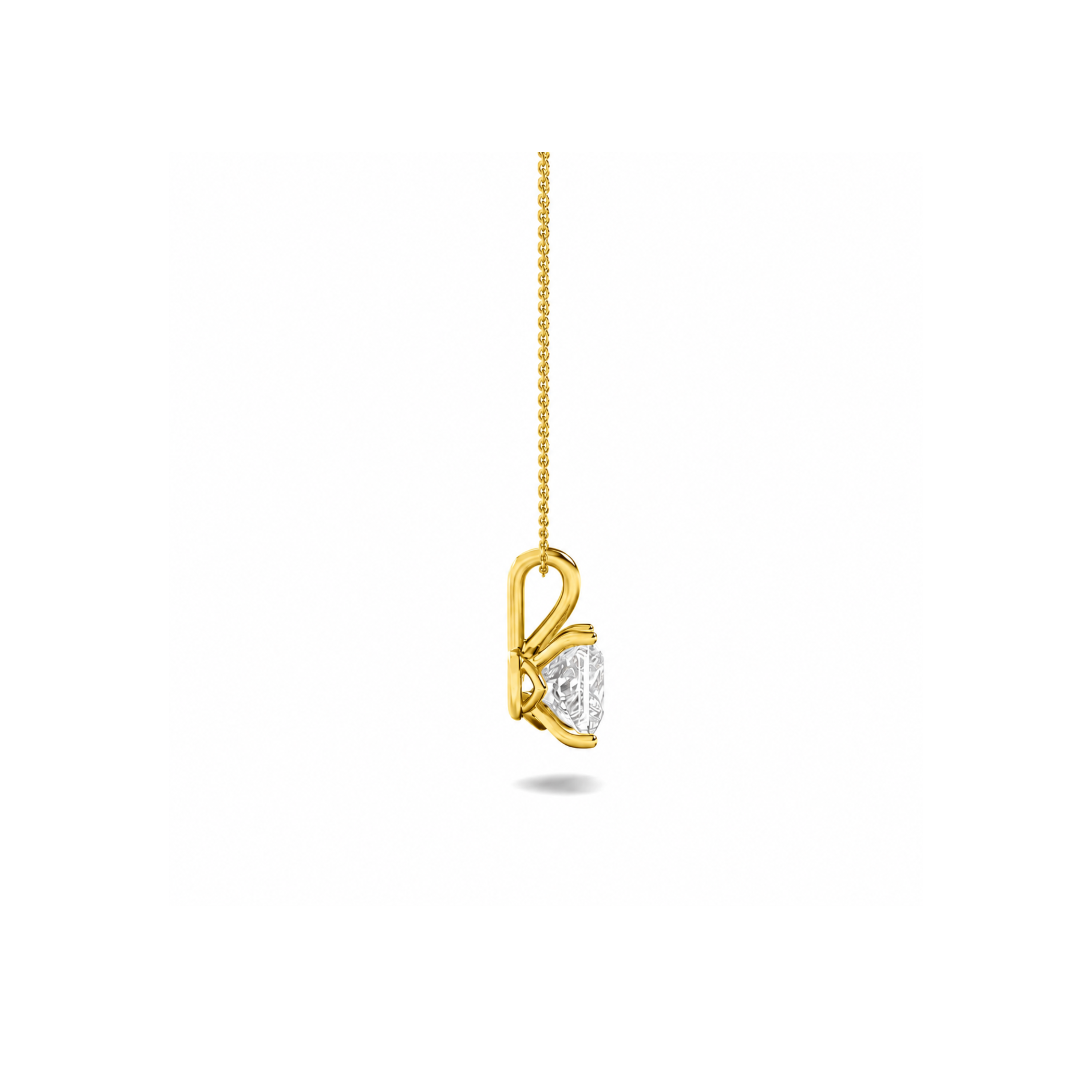 Princess (F/VS) Lab Grown Diamond Prong 14K Yellow Gold Split Bale Solitaire Pendant Necklace