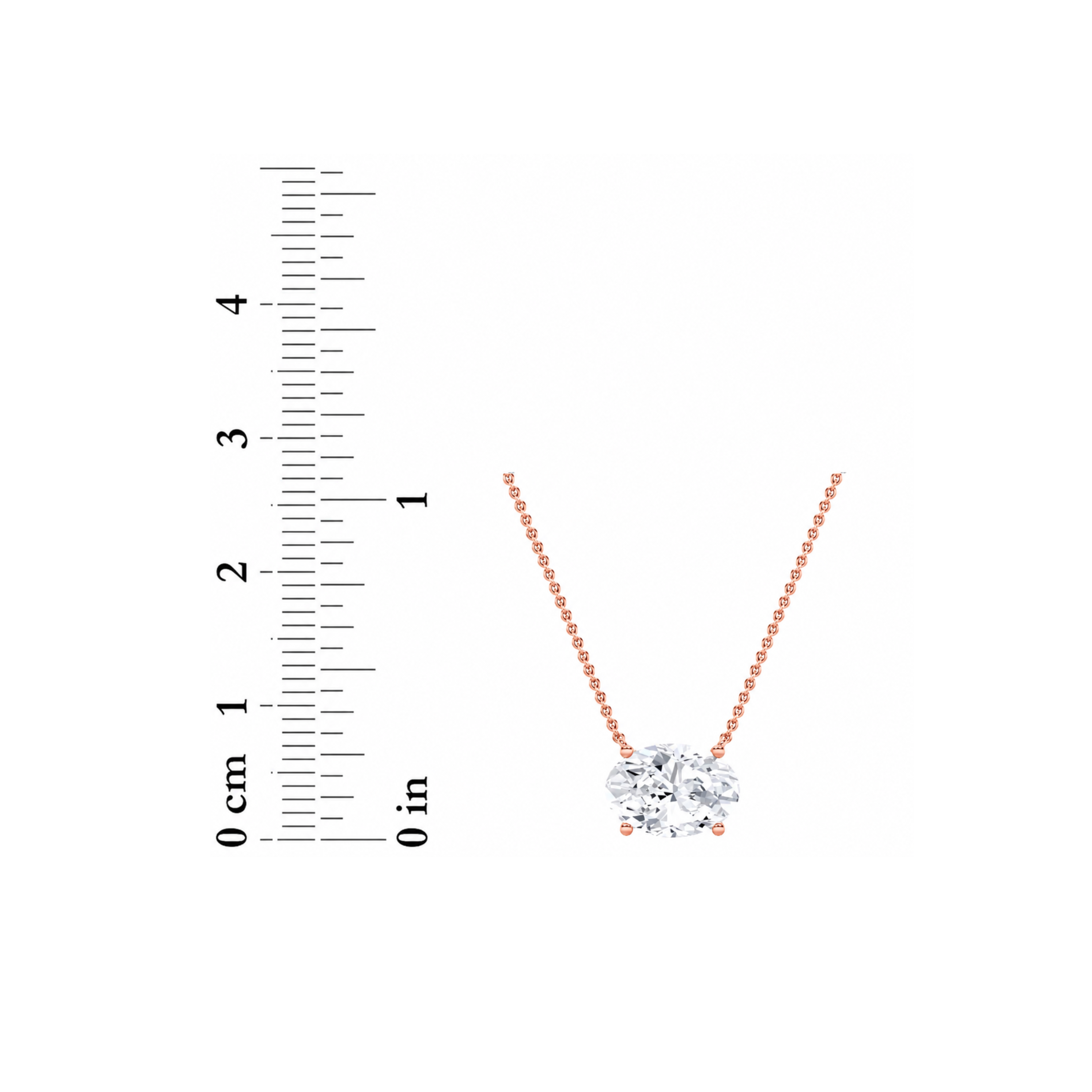 1.0 Ct Oval (F/VS) Lab Grown Diamond Prong 14K Rose Gold East West Solitaire Pendant Necklace