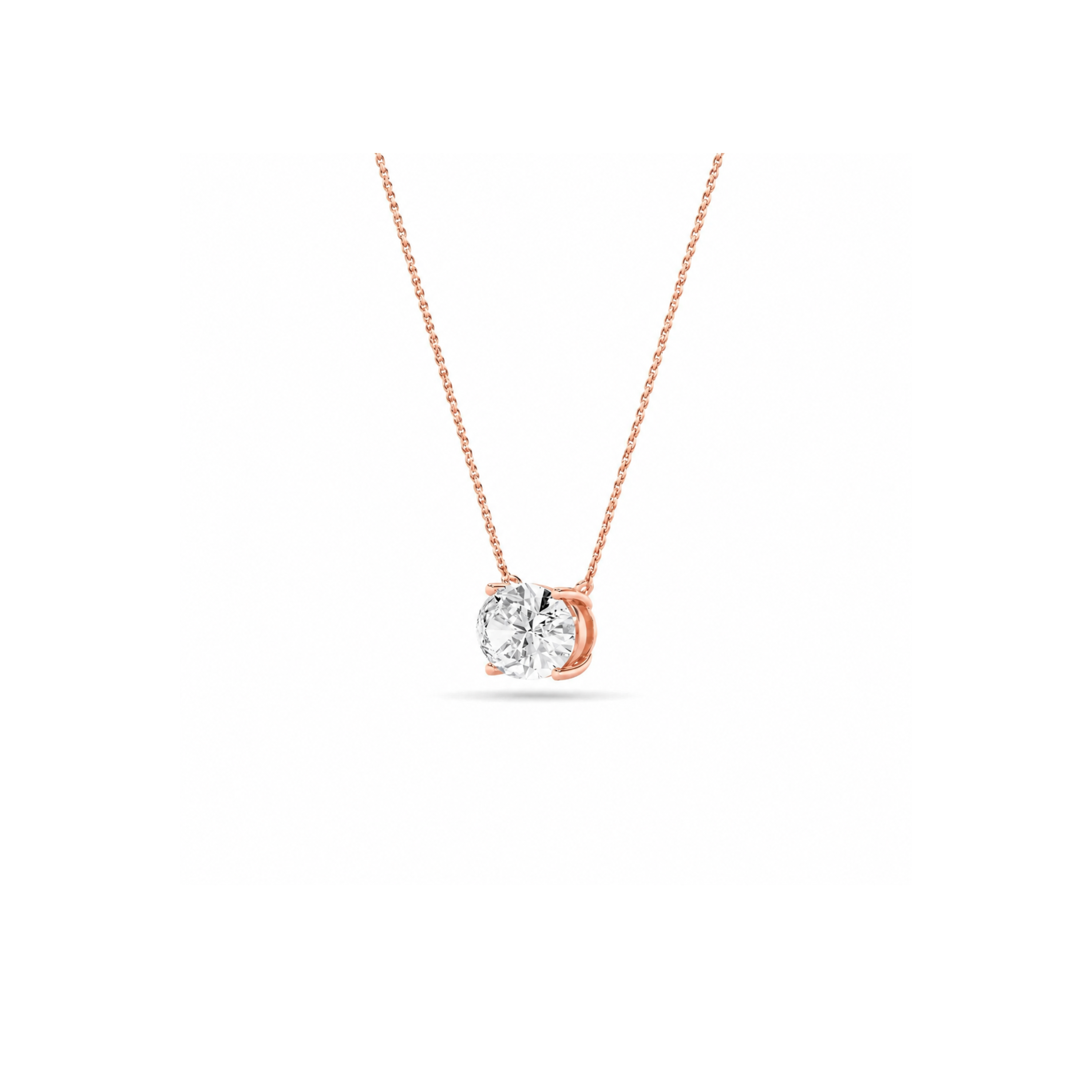 1.0 Ct Oval (F/VS) Lab Grown Diamond Prong 14K Rose Gold East West Solitaire Pendant Necklace