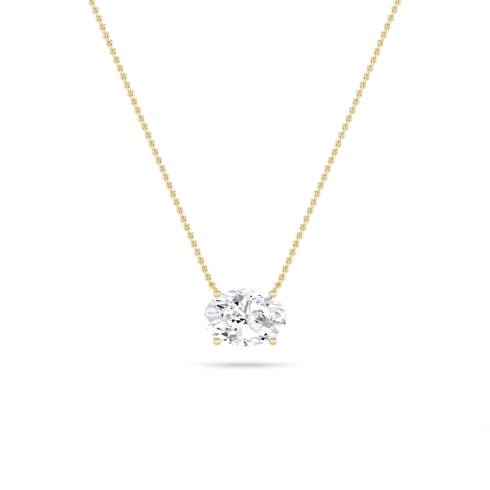 Lab Grown Diamond Solitaire Floating Necklace Yellow Gold - Fine Diamond