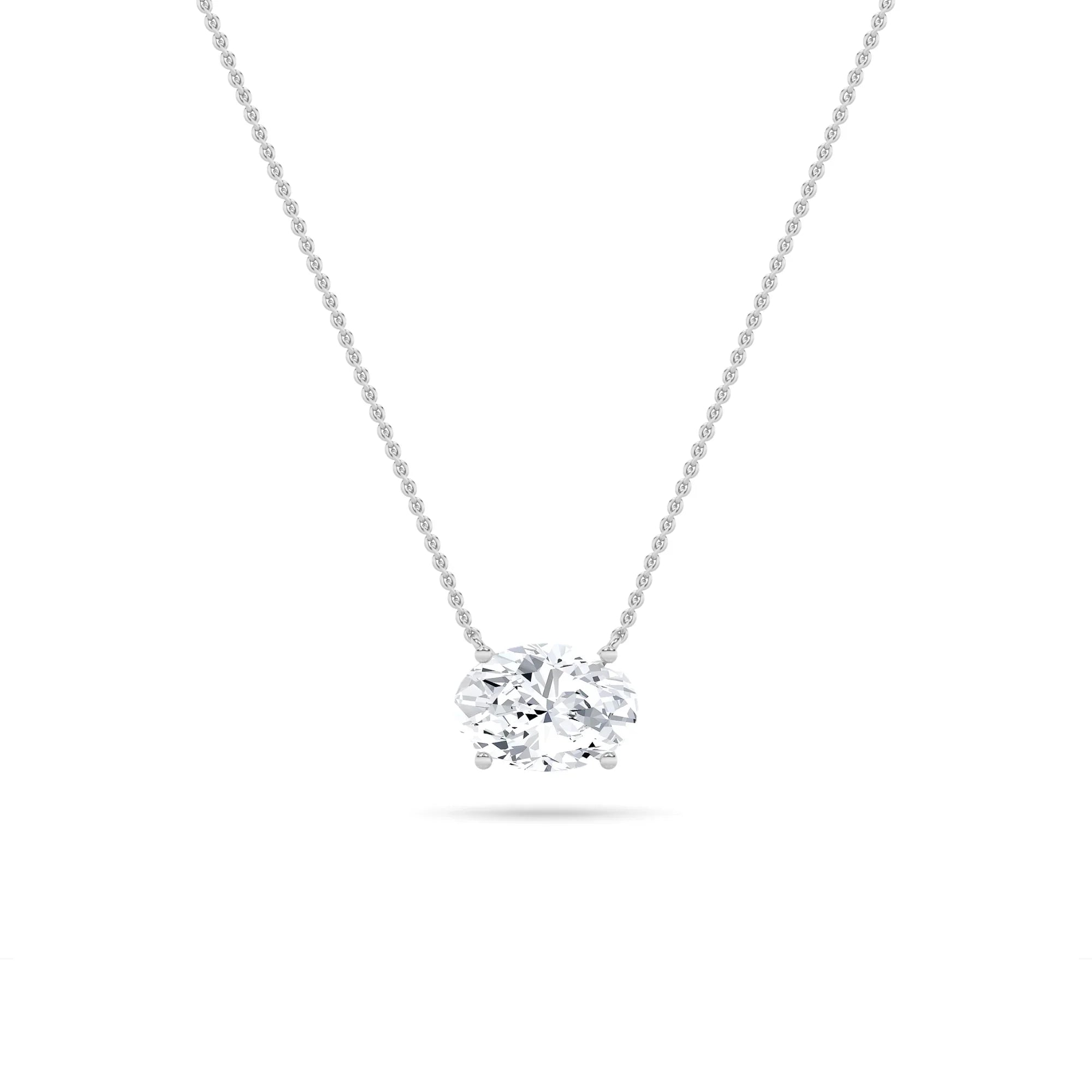 Lab Grown Diamond Solitaire Floating Necklace White Gold - Fine Diamond