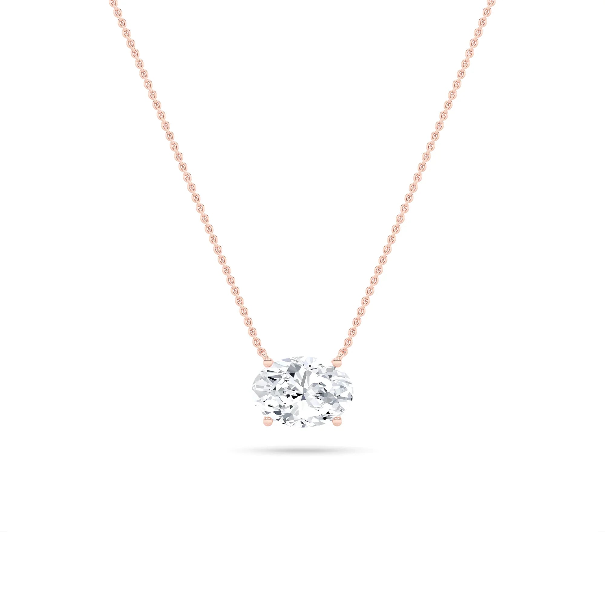 Lab Grown Diamond Solitaire Floating Necklace Rose Gold - Fine Diamond