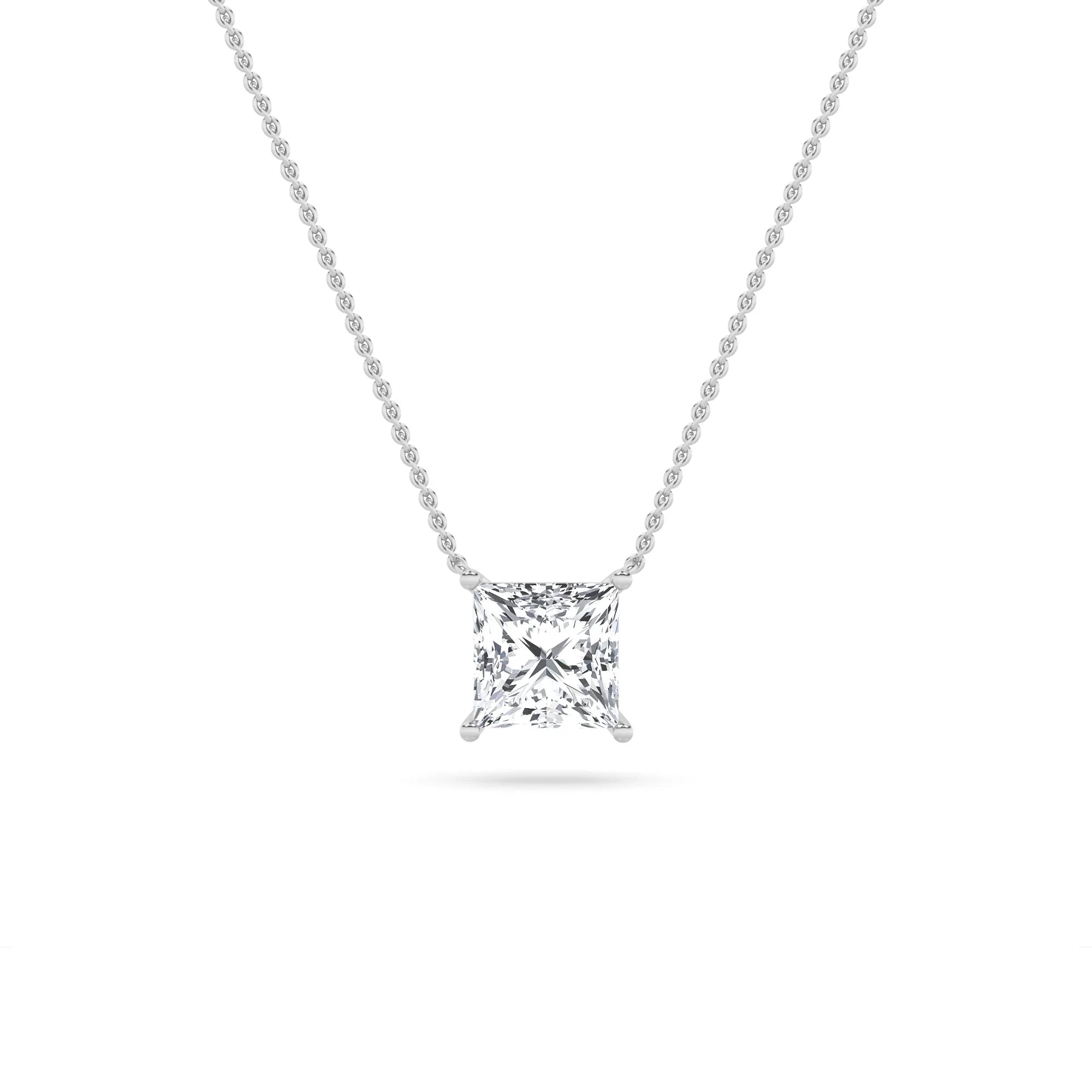 Lab Grown Diamond Floating Radiant Necklace White Gold - Fine Diamond