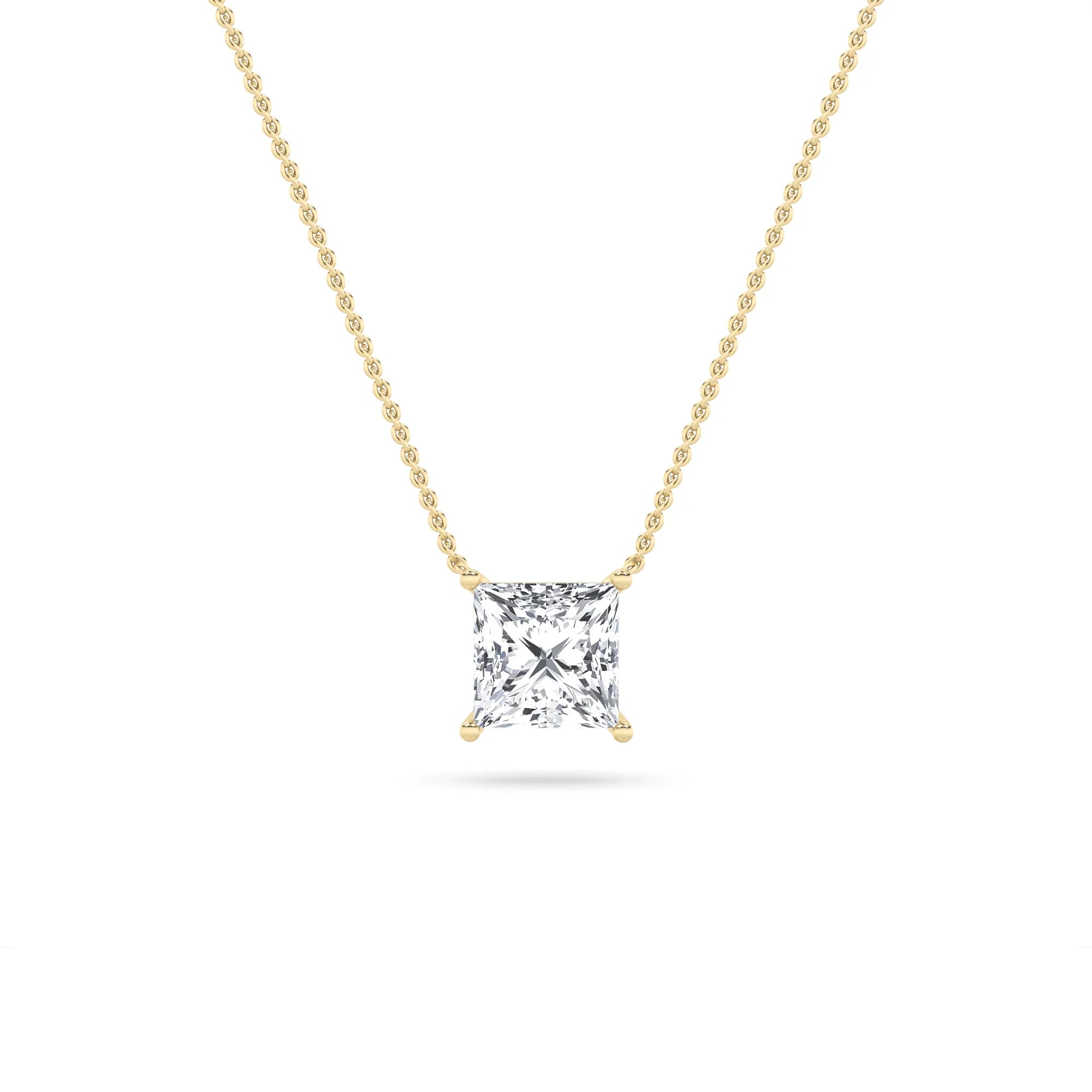 Lab Grown Diamond Floating Radiant Necklace Yellow Gold - Fine Diamond