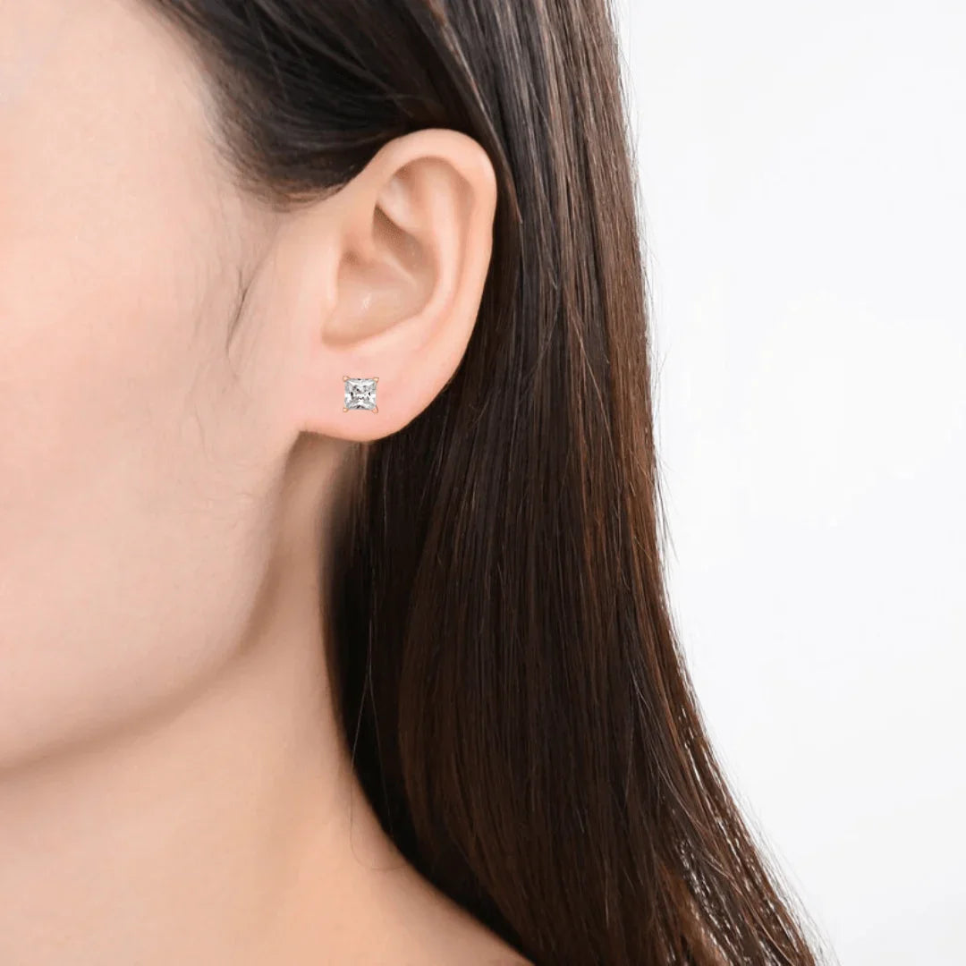 14k Gold Lab Grown Diamond Square Stud Earrings - Fine Diamond