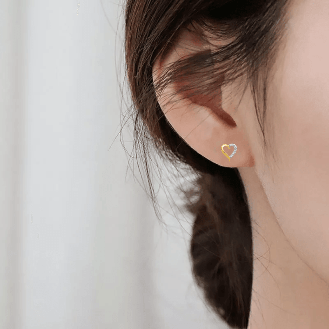 14k Yellow Gold Lab Grown Diamond Open Heart Stud Earrings Fine Color Jewels 14k yellow gold studs, Diamond heart earrings, dla-dm-discount-all-143240, dla-dm-discount-all-153807, earrings, Earrings For Women, heart diamond earrings, love earrings, minimalist earrings, Open Heart earrings, stud earrings