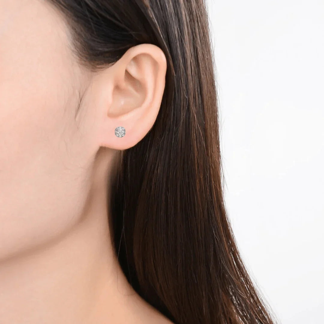 14K White Gold Lab Diamond Cushion Halo Stud Earrings - Fine Diamond