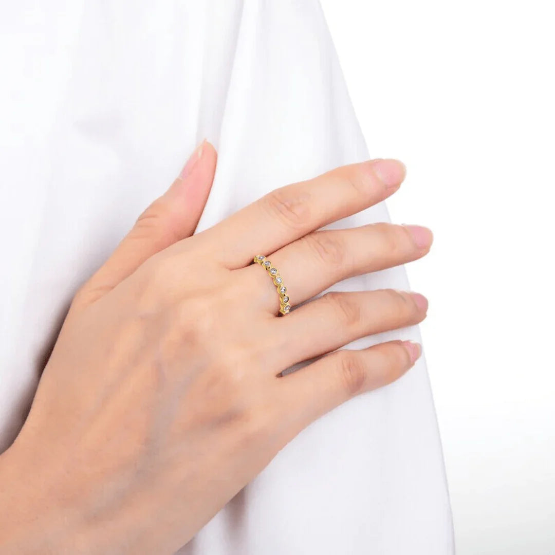14K Gold Lab Diamond Half Eternity Ring - Fine Diamond