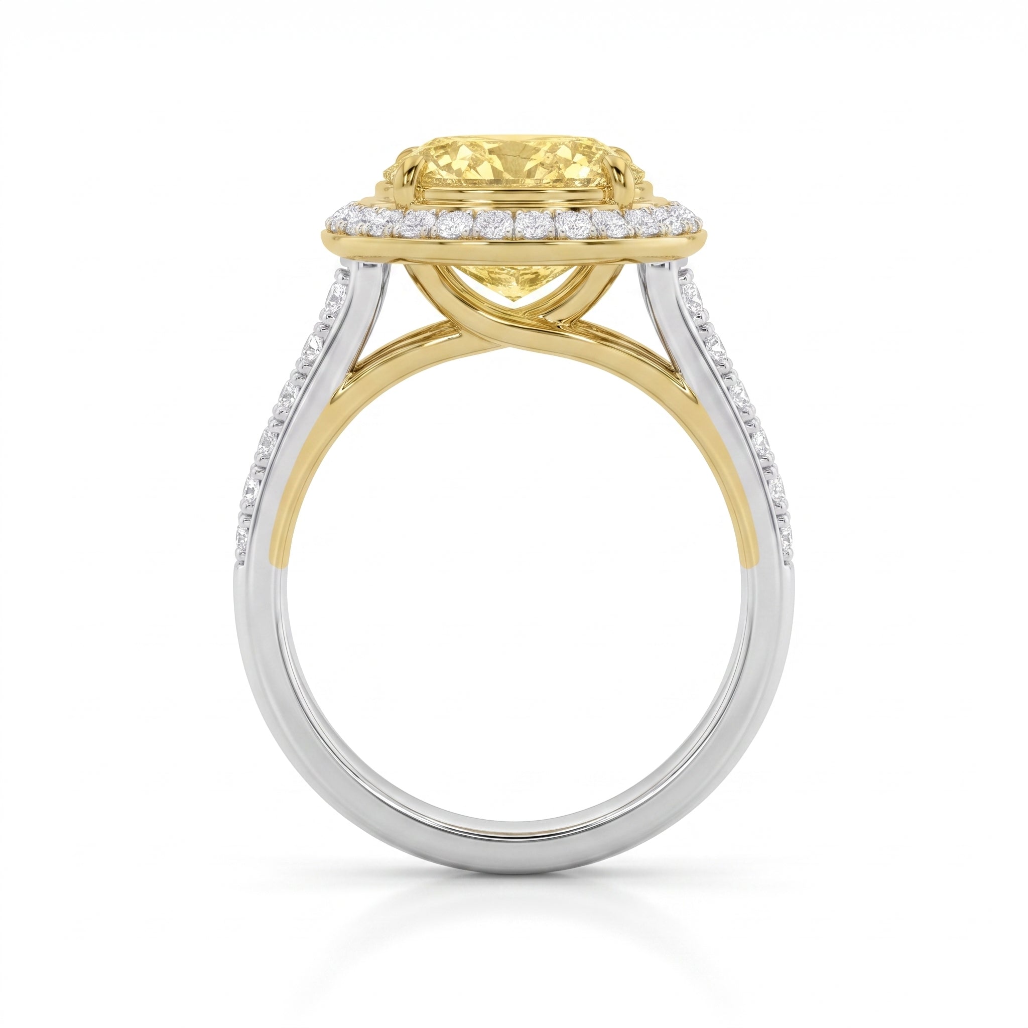 3.5Cttw Oval Shaped Yellow Lab Grown Diamond (F/VS) Bold Accented Statement Engagement Ring in 14K Gold