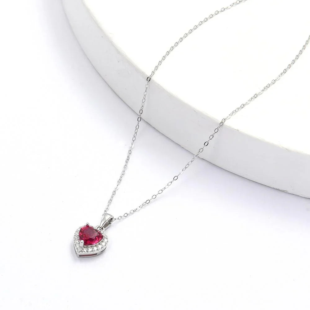 Lab Grown Ruby Heart Necklace - Fine Diamond