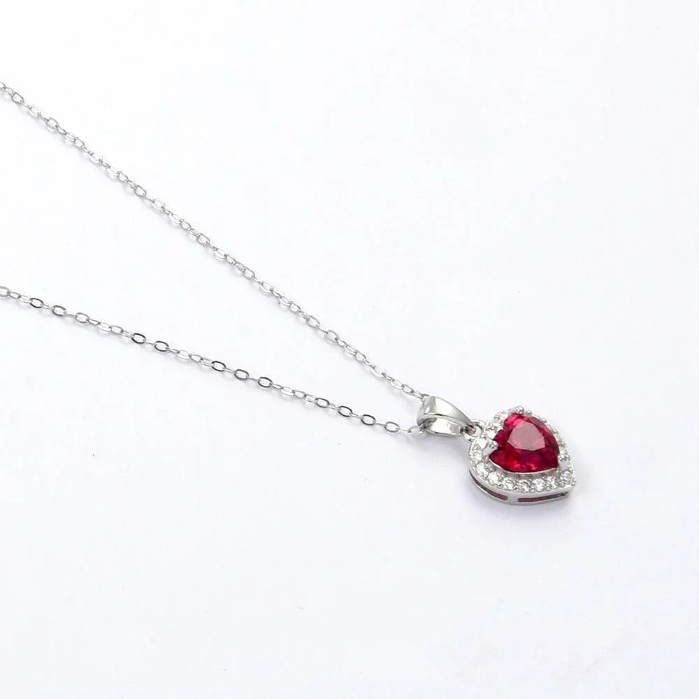 Lab Grown Ruby Heart Necklace - Fine Diamond