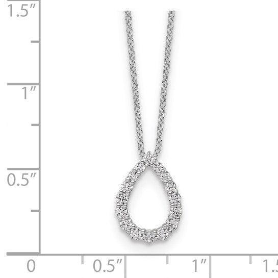 14K White Gold Lab Diamond Open Teardrop Pendant Necklace - Fine Diamond