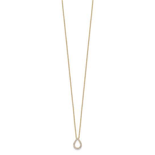 14K Gold Lab Diamond Open Teardrop Pendant Necklace - Fine Diamond