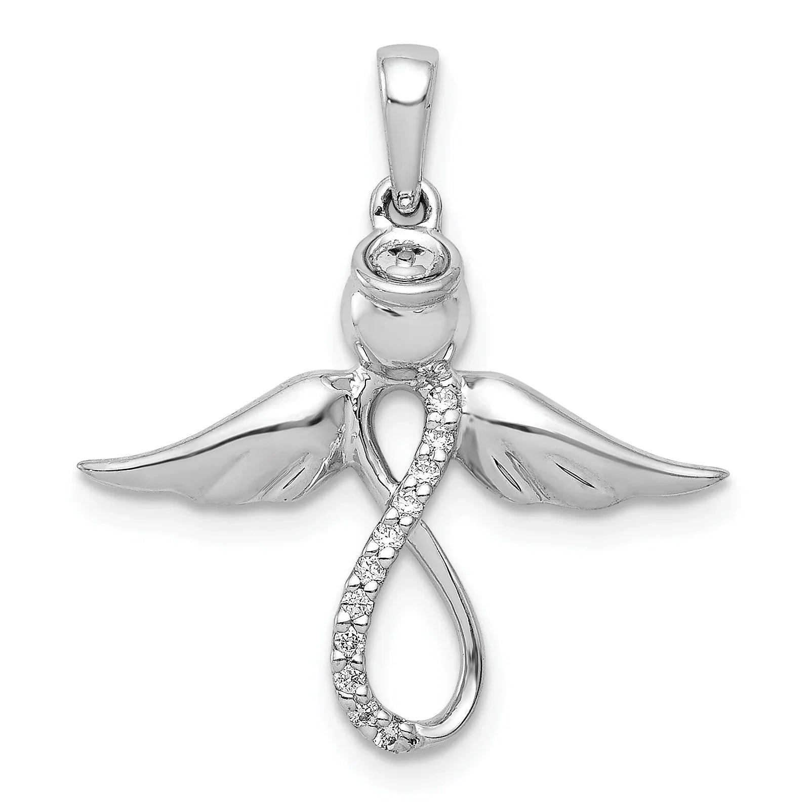 14k White Gold Diamond Infinity Angel Wing Pendant - Fine Diamond