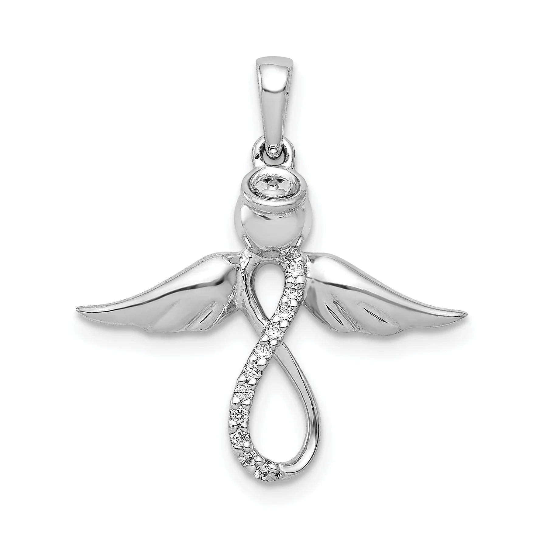 14k White Gold Diamond Infinity Angel Wing Pendant - Fine Diamond