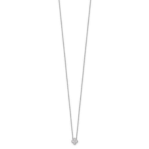 14K White Gold Four Leaf Clover Charm Pendant - Fine Diamond