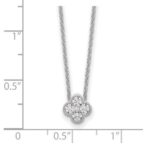 14K White Gold Four Leaf Clover Charm Pendant - Fine Diamond