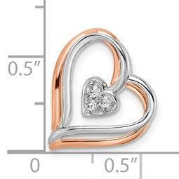 14K Two Tone Gold Interlocking Hearts Pendant - Fine Diamond