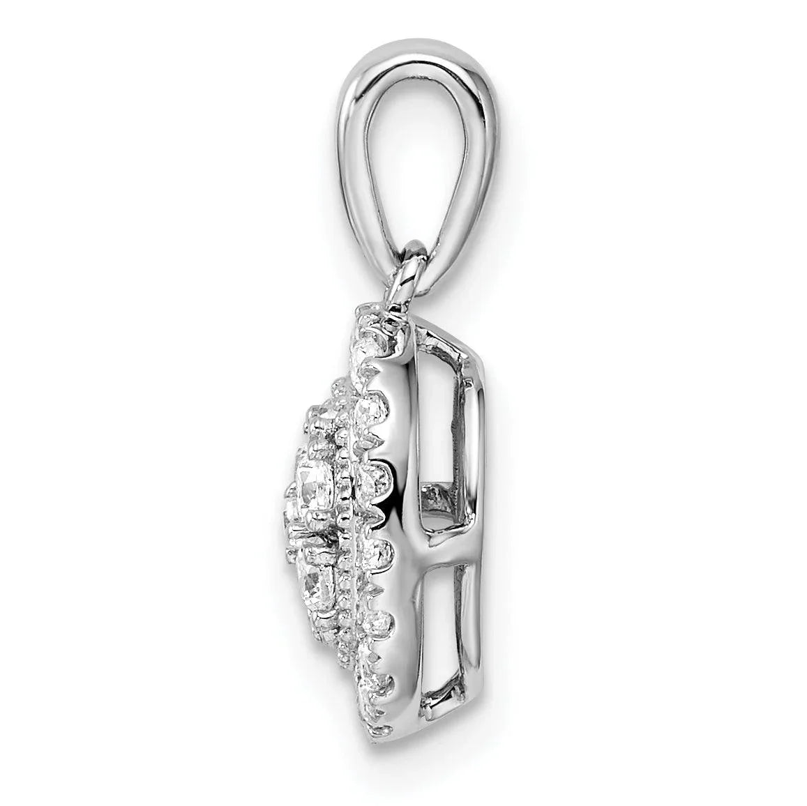 14K White Gold Lab Diamond Oval Cluster Pendant - Fine Diamond