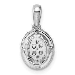 14K White Gold Lab Diamond Oval Cluster Pendant - Fine Diamond