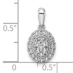 14K White Gold Lab Diamond Oval Cluster Pendant - Fine Diamond