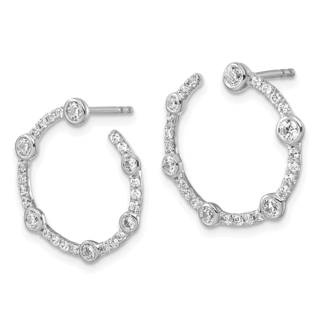 14k White Gold Lab Diamond Open Circle Stud Earrings - Fine Diamond