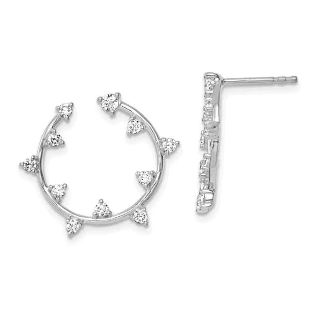 14K White Gold Lab Diamond Circular Post Earrings - Fine Diamond