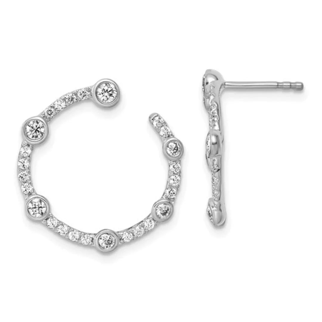 14k White Gold Lab Diamond Open Circle Stud Earrings - Fine Diamond