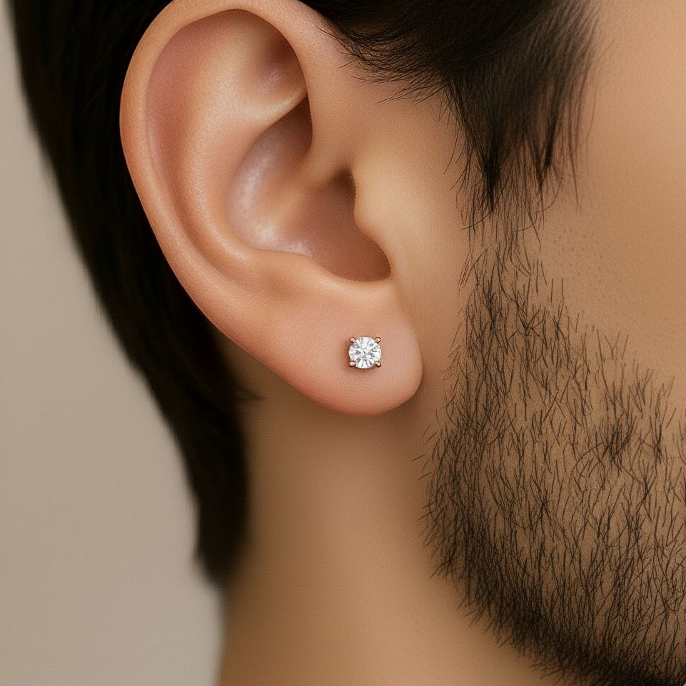 IGI Certified Round Lab Grown Diamond Solitaire Stud Earrings Yellow Gold
