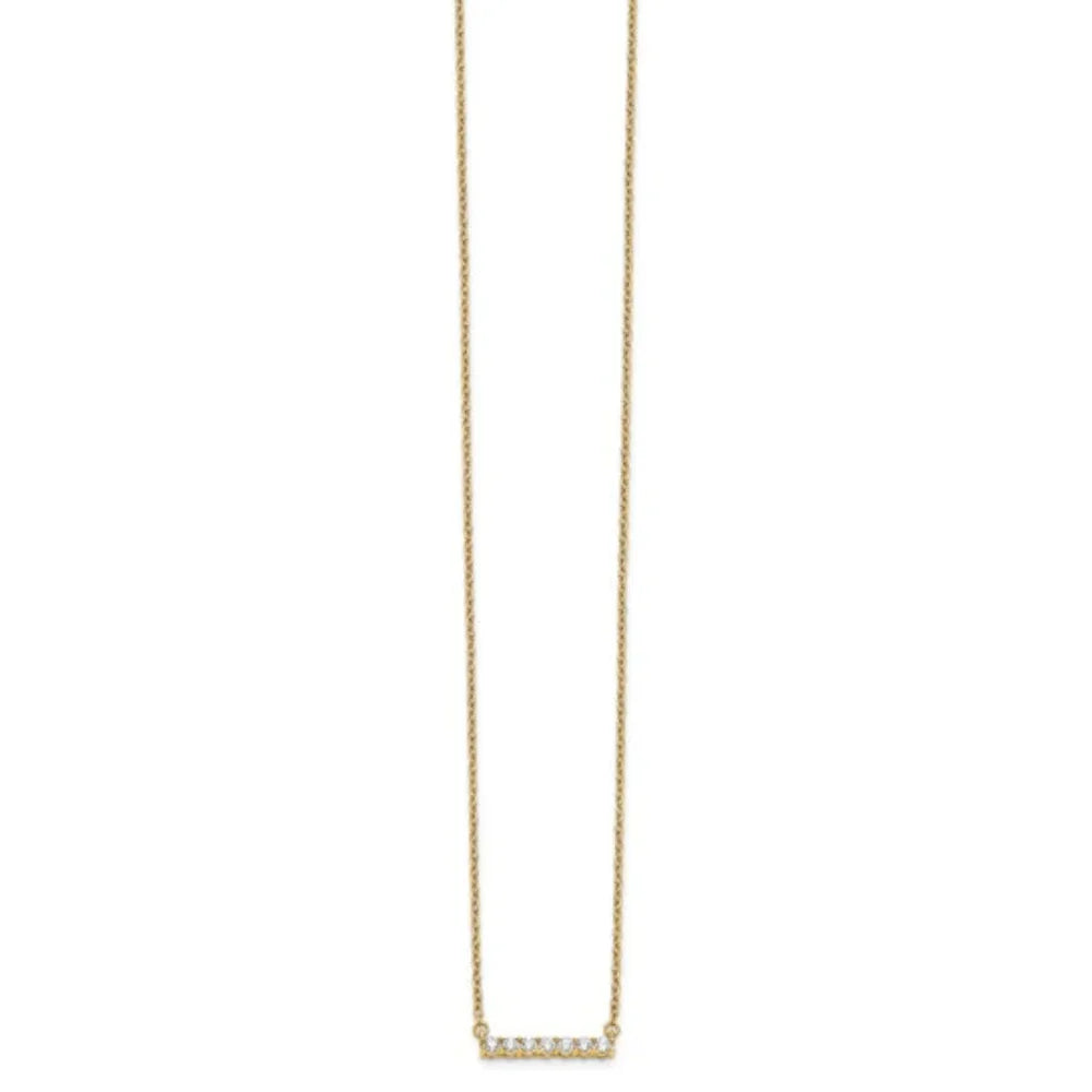 14K Gold Lab Grown Diamond Bar Necklace - Fine Diamond