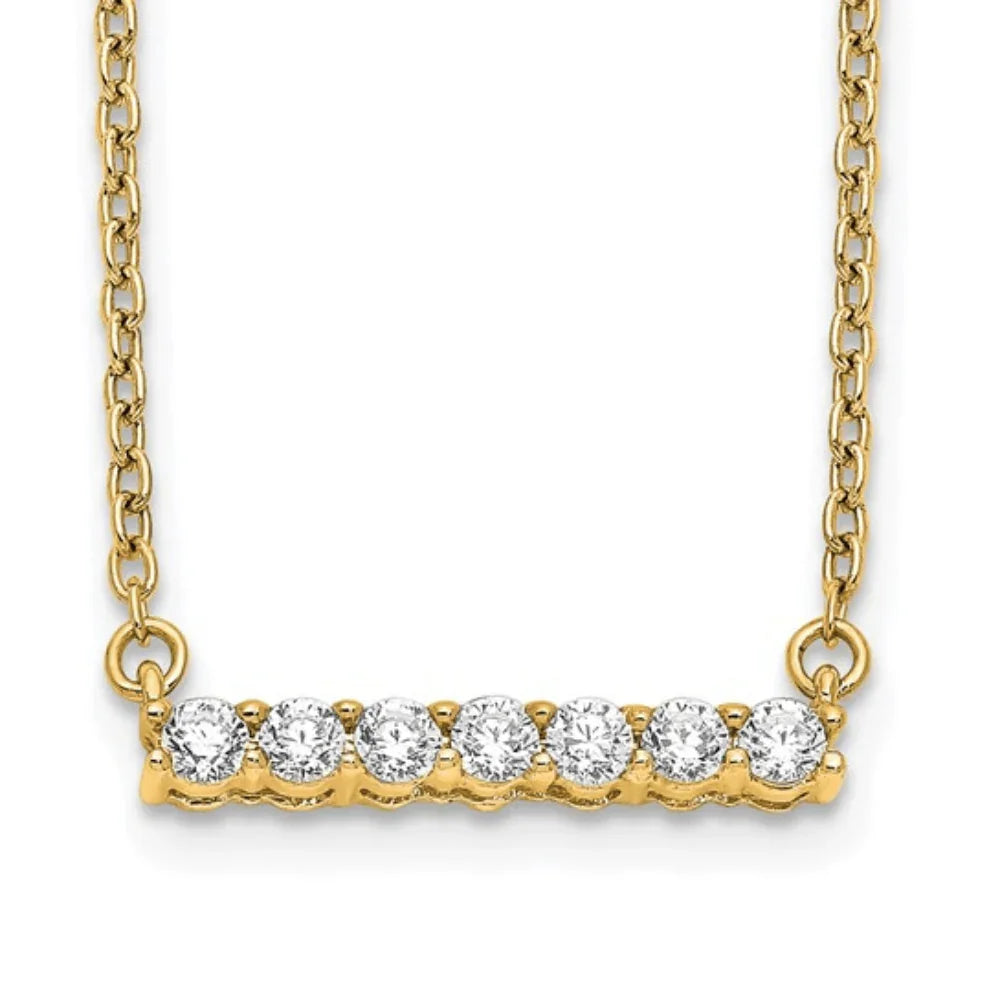 14K Gold Lab Grown Diamond Bar Necklace - Fine Diamond