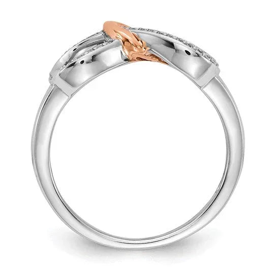 14k Gold Diamond Infinity with Heart Ring - Fine Diamond