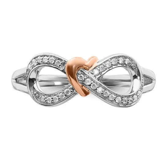 14k Gold Diamond Infinity with Heart Ring - Fine Diamond