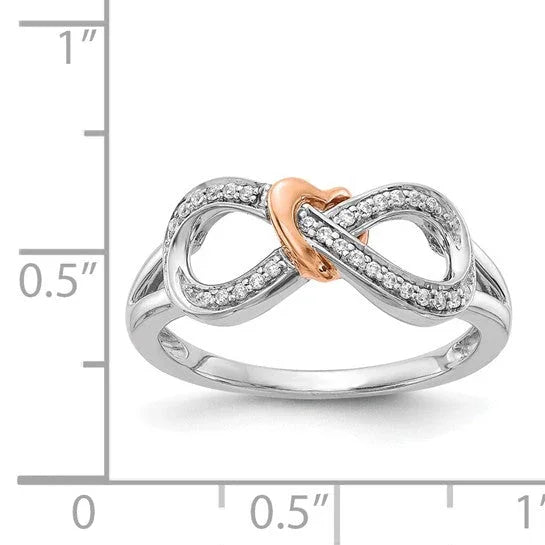 14k Gold Diamond Infinity with Heart Ring - Fine Diamond