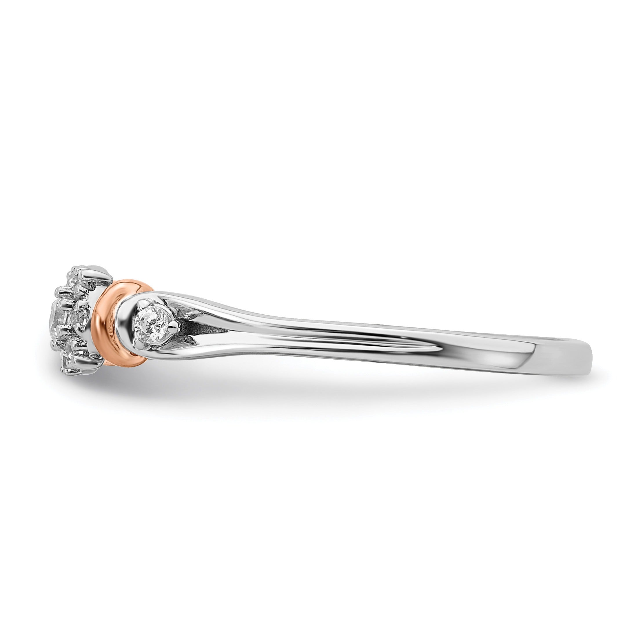 14k Two-tone Rose and White Gold Lab Grown Diamond Petite Engagement Ring