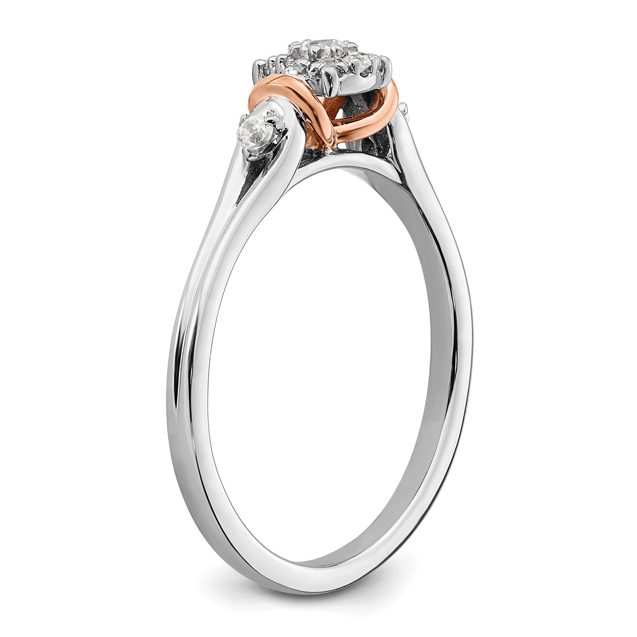14k Two-tone Rose and White Gold Lab Grown Diamond Petite Engagement Ring