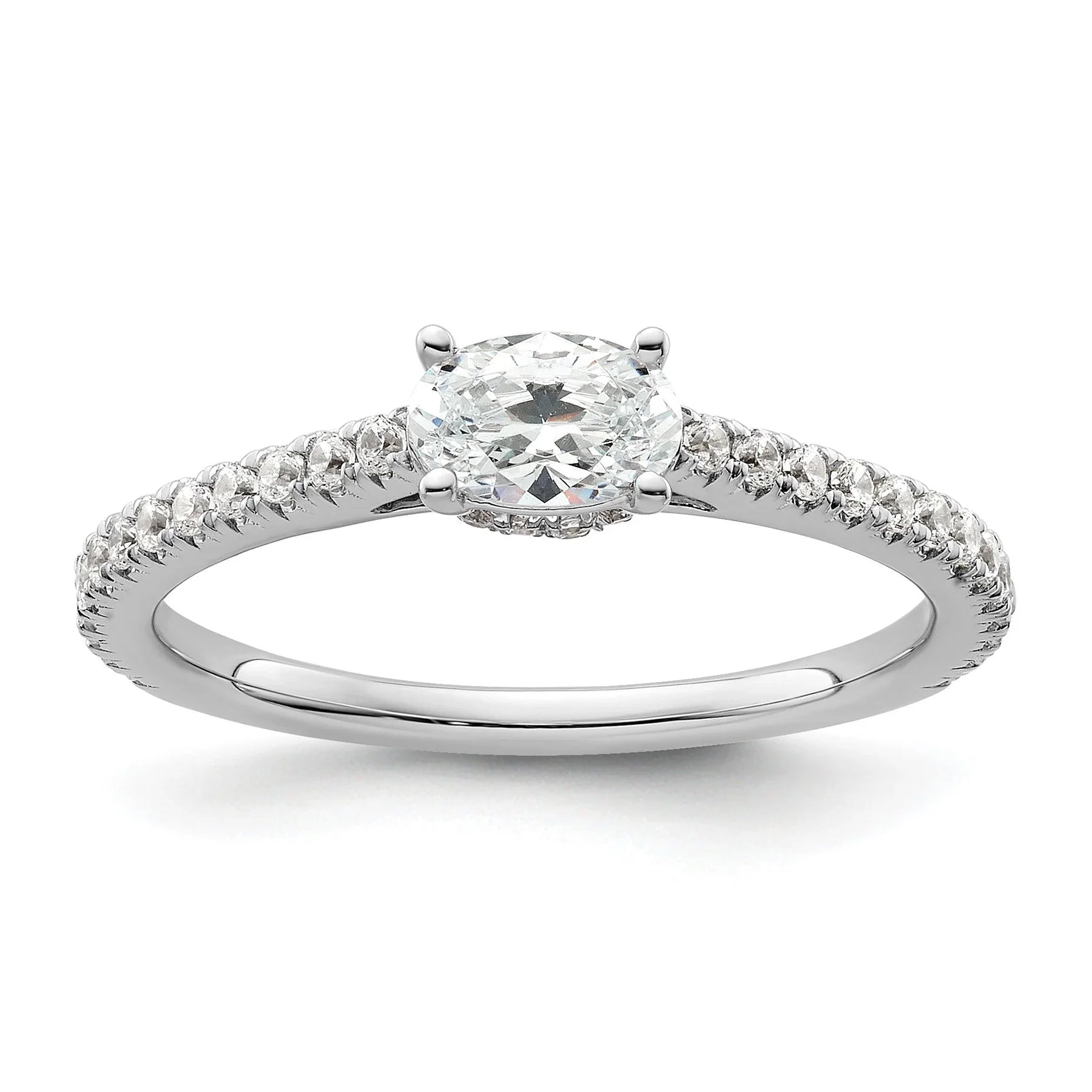Lab Grown Diamond East-West Oval Engagement Ring - Fine Diamond