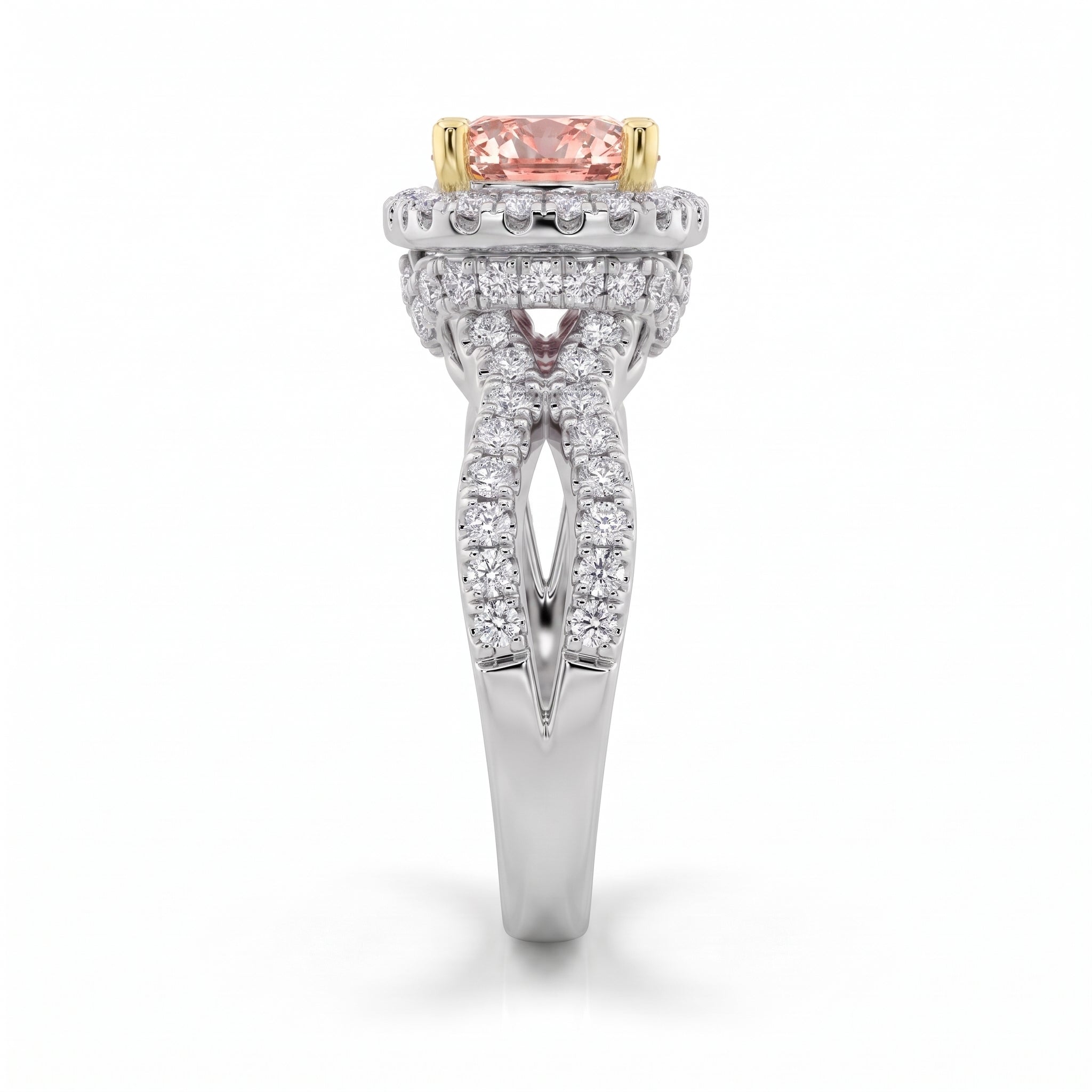 2Cttw Cushion Shaped Pink Lab Grown Diamond (F/VS) Engagement Ring 14K Gold