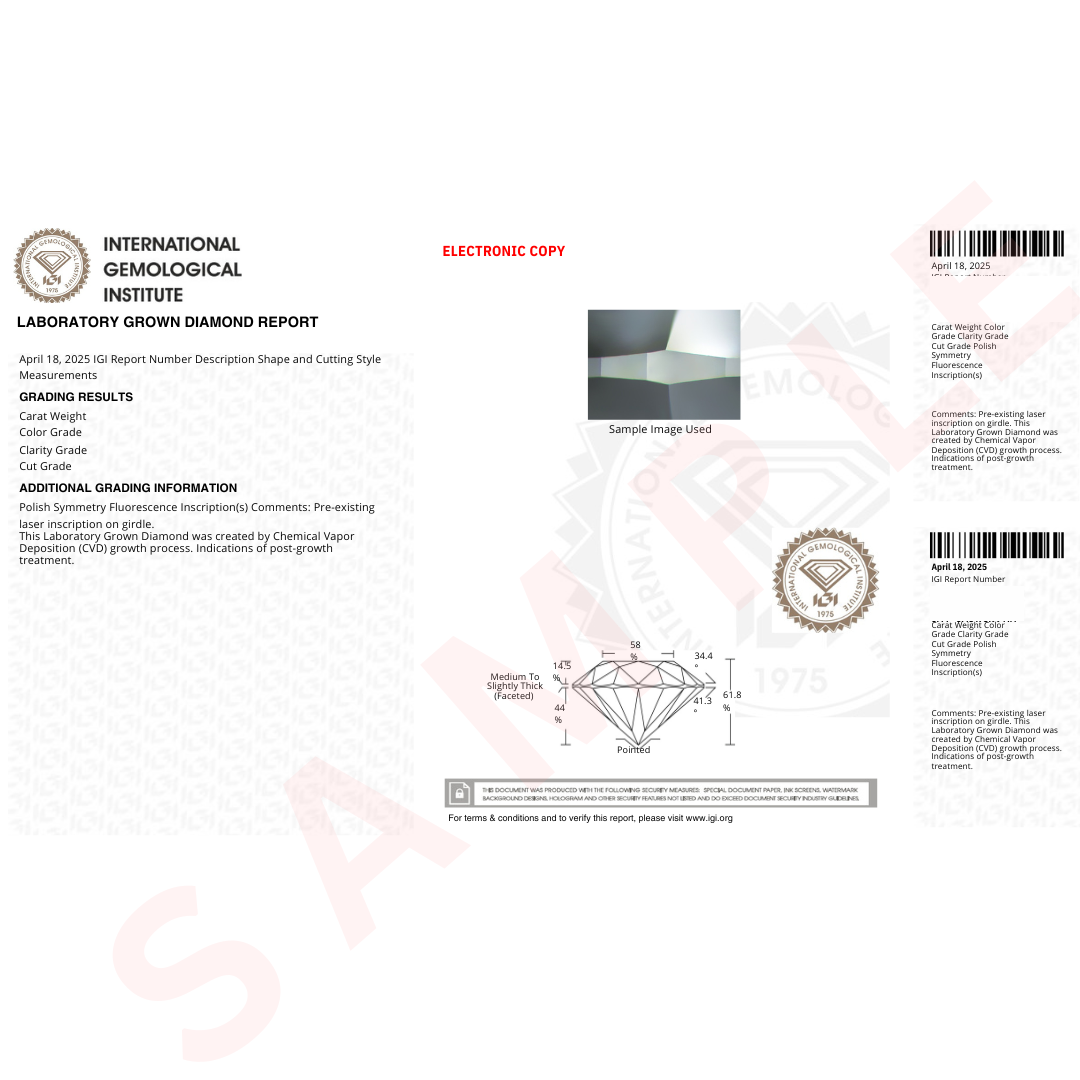 IGI Certified Silver Round Lab Diamond Solitaire Pendant Necklace