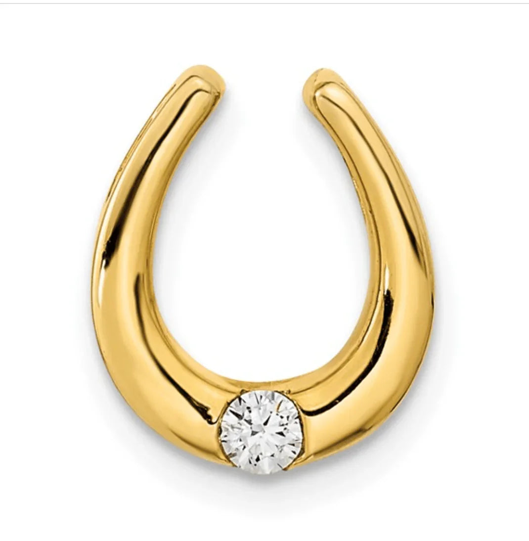 14K Gold Lab Diamond Horseshoe Pendant - Fine Diamond