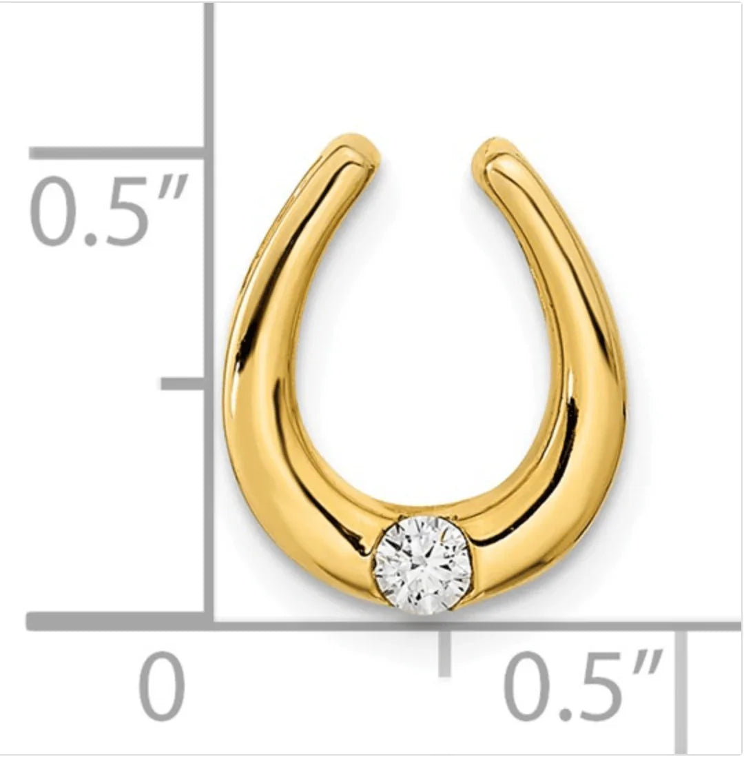 14K Gold Lab Diamond Horseshoe Pendant - Fine Diamond