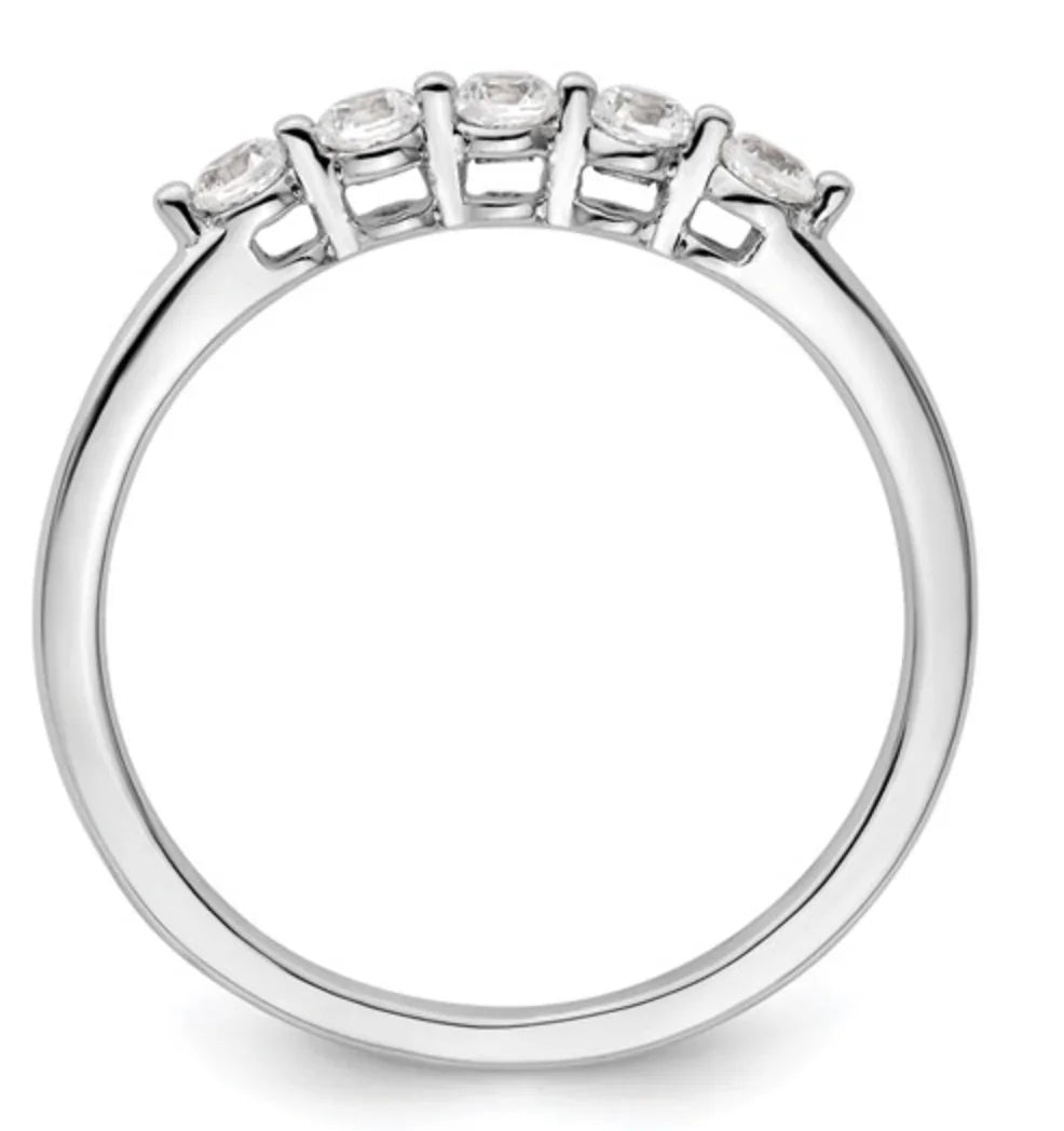 Five Stones 14k White Gold Diamond Ring - Fine Diamond