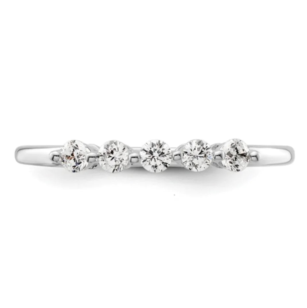 Five Stones 14k White Gold Diamond Ring - Fine Diamond
