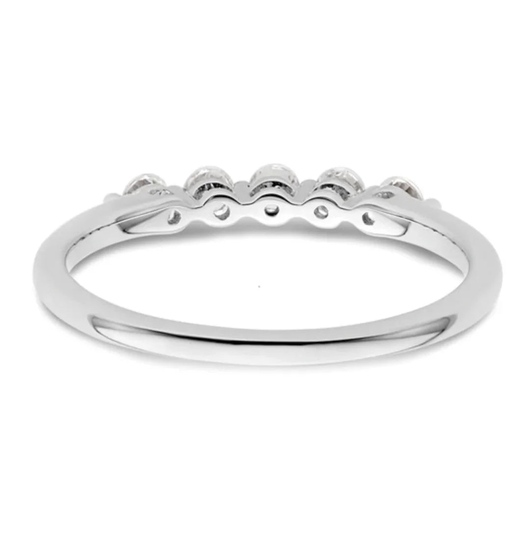 Five Stones 14k White Gold Diamond Ring - Fine Diamond