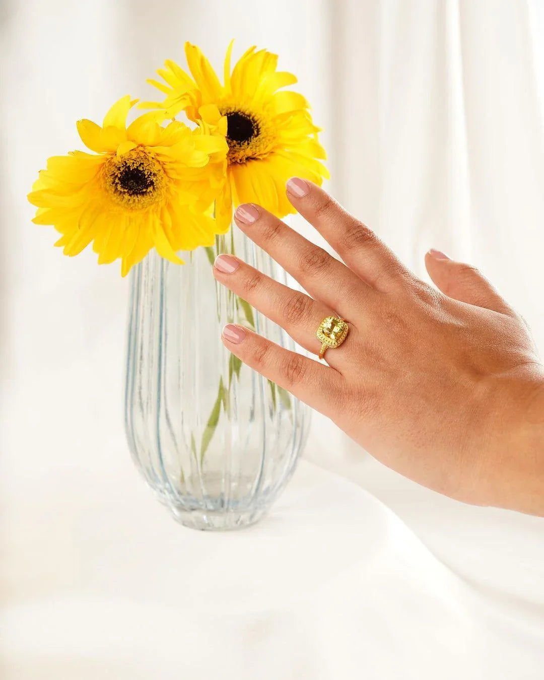 Yellow Sapphire Cushion Statement Ring - Fine Diamond
