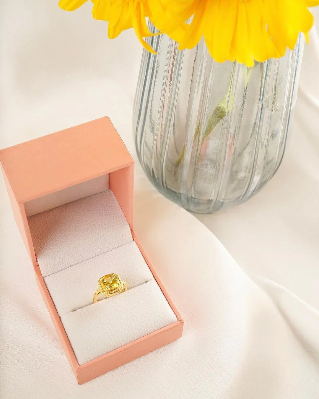 Yellow Sapphire Cushion Statement Ring - Fine Diamond
