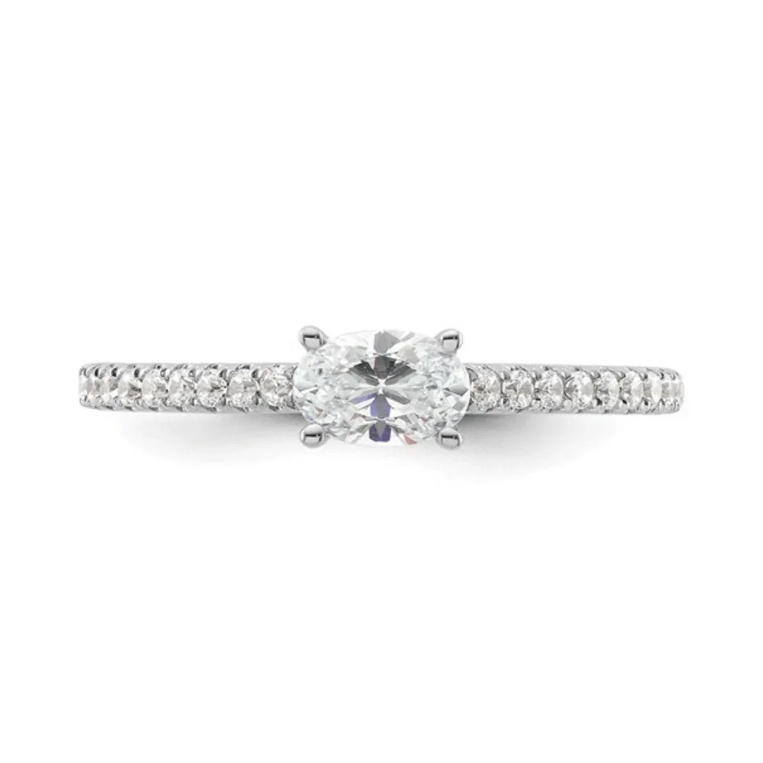 Lab Grown Diamond East-West Oval Engagement Ring - Fine Diamond